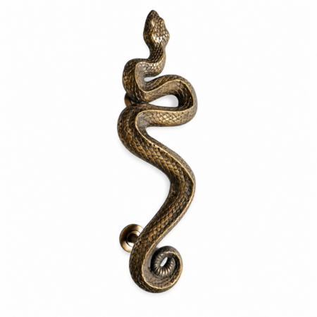 Right Side Rattlesnake Solid Brass Door Pull Handle 18” Rustic Python Snake Handle