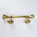 Medium ribbon cast brass Old Style Door cabinet handle 7” inch Solid Braid rope tassel loop Pulls Natural Oxidised Patina 18cm