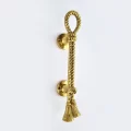 Medium ribbon cast brass Old Style Door cabinet handle 7” inch Solid Braid rope tassel loop Pulls Natural Oxidised Patina 18cm