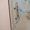 SHOWER DOOR GLASS mount Brass Magnificent whale shape 12 silver Brass Door Pull Handle Grab Old Style 30 cm amazing humpback