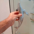 SHOWER DOOR GLASS mount Brass Magnificent whale shape 12 silver Brass Door Pull Handle Grab Old Style 30 cm amazing humpback