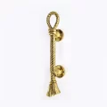 Medium ribbon cast brass Old Style Door cabinet handle 7” inch Solid Braid rope tassel loop Pulls Natural Oxidised Patina 18cm