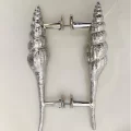back to back 12 inch long Pair Large Set SHOWER door glass DOOR mount Brass shell shape silver Door Pull Handle Grab Old Style 30 cm