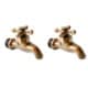 2 Small Vintage Solid Brass Taps – Heavy Cast Traditional Bath & Kitchen Sink Tapware