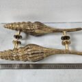 2 MASSIVE version BACK to BACK 19 inch long brass Gorgeous rustic Large Shell Shape Curvy seaside Polished aged Door Pull Handle Grab Old Style 50 cm