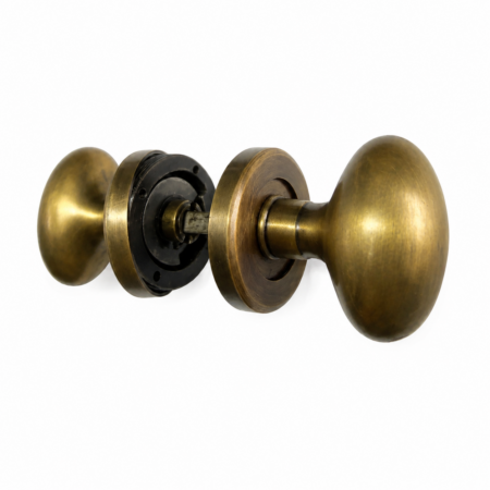 1 Pair Solid Brass Oval Door Knobs – Heavy Rustic French Style Door Handles