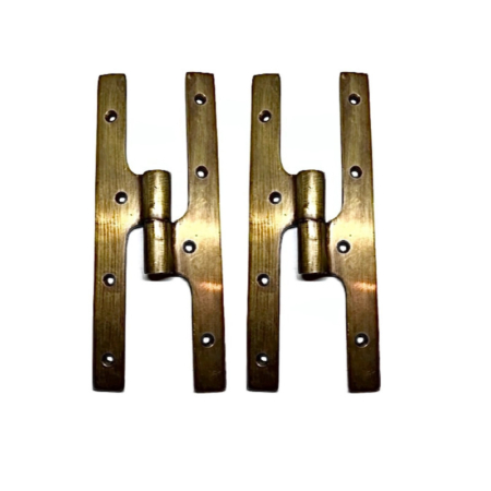 2× Large Lift‑Off H‑Hinges (Flat‑Top) 8 × 3.15 (19×8 cm) — Solid Heavy Brass, Left & Right Pair