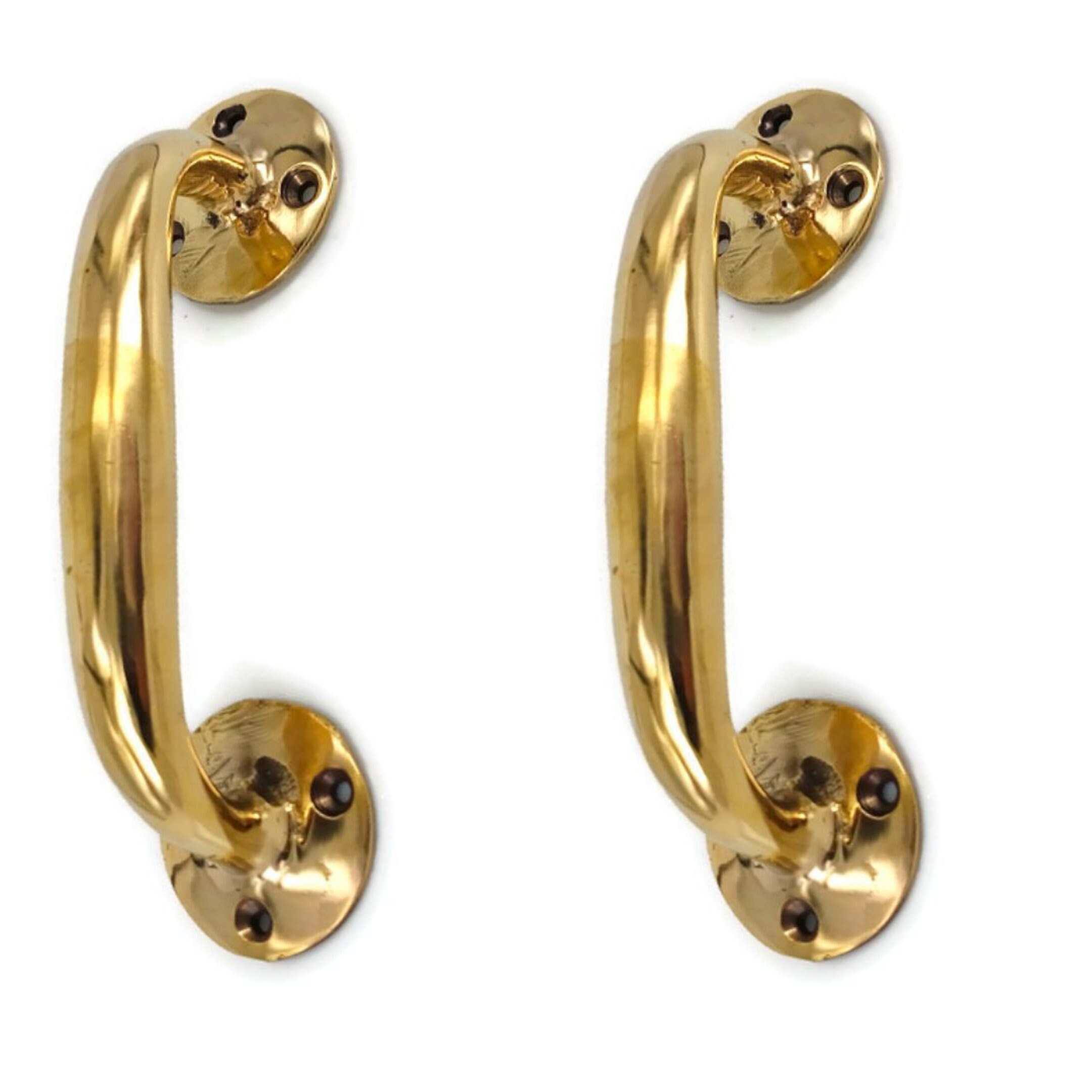 2 brass large heavy Old Style Oval Door Handle 7 " Asian Vintage Style Solid Brass ends Box 18cm Pulls