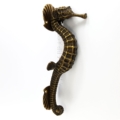 Large SEAHORSE Solid Brass Door Pull Handle Old Style House Heavy Aged Vintage 13"