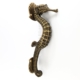 Large SEAHORSE Solid Brass Door Pull Handle Old Style House Heavy Aged Vintage 13