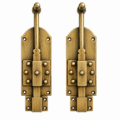 2 Solid Brass French Door Bolts – Heavy 6 Antique Style Slide Bolts – Vintage Cabinet & Door Hardware