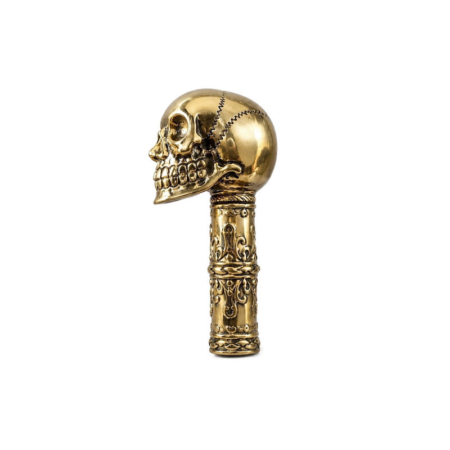 Top Brass Skull Walking Stick Handle, Engraved Skull Cane Head, Solid Brass Cane Top, Gothic Vintage Style Stick End, 6 Inch Handmade Skull Handle