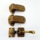1/2" Offset Rare ICE BOX Catch Lever + 2 Hinges – Solid Pure Brass Heavy Vintage Hardware – Left & Right Antique Style Set