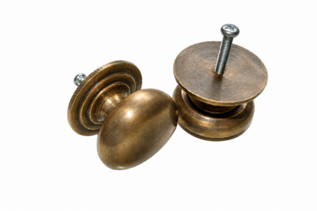 2 SOLID BRASS KNOBS 1¼ 32mm – WATSON 237 – ANTIQUE VINTAGE STYLE