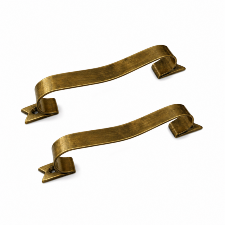 2 Solid Brass D Pull Handles 7.5 (190mm) – Heavy Ribbon Style Drawer Pulls – 160mm Centres – Vintage Cabinet Hardware