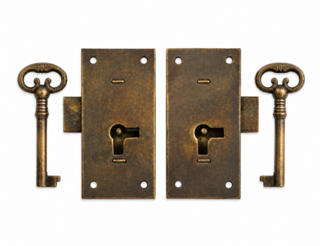 2 Solid Brass Flush Cupboard Locks 76mm Antique Style Door Locks, Heavy Brass Cabinet Lock Set with 2 Keys, Vintage Furniture Hardware