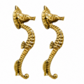 2 Cute Brass Small Seahorse Door Handles 8" Solid Brass Antique Coastal Beach Pull Handles