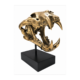 Brass Saber Tooth Tiger Skull Statue on Stand 13” Heavy Brass Jaw Teeth Decor Sculpture