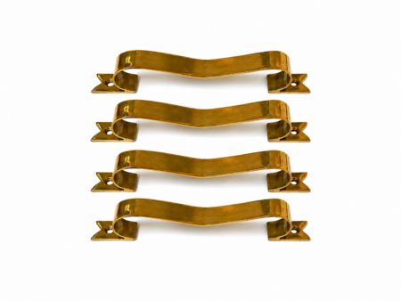 4 Solid Brass D Pull Handles 6" (150mm) – Heavy Ribbon Style Drawer Pulls – Vintage Kitchen Cabinet Hardware