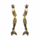 2 Large Brass Mermaid Door Pull Handles 15" Vintage Style Entry Door Grabs 38cm