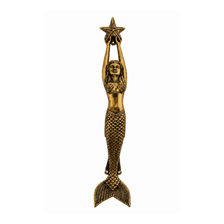 Large 15” Mermaid Door Pull Handle – Solid Brass Vintage Nautical Style – 38 cm