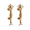 2 x Medium MERMAID Solid Brass Door Pull Handle – 13" Vintage Beach Seaside Style Handle – Heavy Aged Brass House Pull