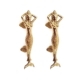 2 x Medium MERMAID Solid Brass Door Pull Handle – 13" Vintage Beach Seaside Style Handle – Heavy Aged Brass House Pull