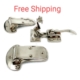 1/2" version Offset Solid Brass Rare Ice Box Catch Lever Action 2 Hinges & 1 Latch 2 HINGES & 1 CATCH INCLUDED