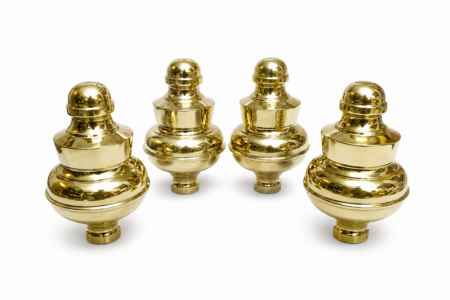 4 Brass Bed Ball Knobs 6.5 Vintage Spun Brass Bed Finials Antique Bed Parts