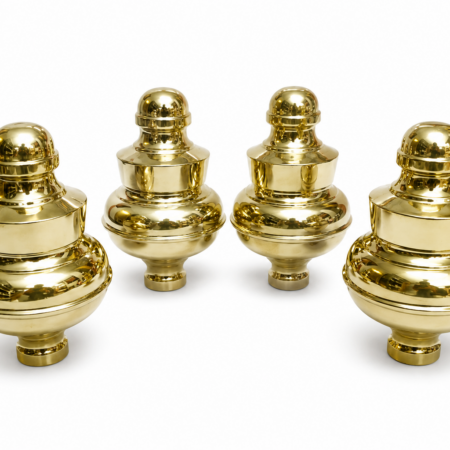 4 Brass Bed Ball Knobs 6.5 Vintage Spun Brass Bed Finials Antique Bed Parts