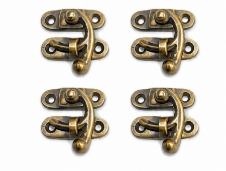 4 Solid Brass Box Latch Catches 40mm Vintage Antique Jewellery Box Locks arm