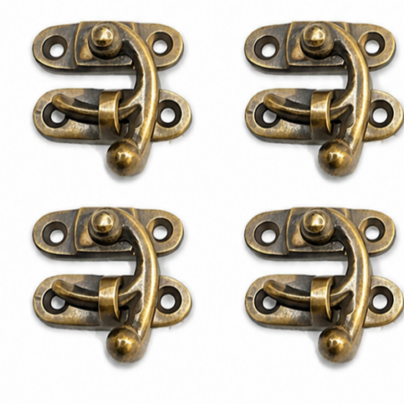 4 Solid Brass Box Latch Catches 40mm Vintage Antique Jewellery Box Locks arm