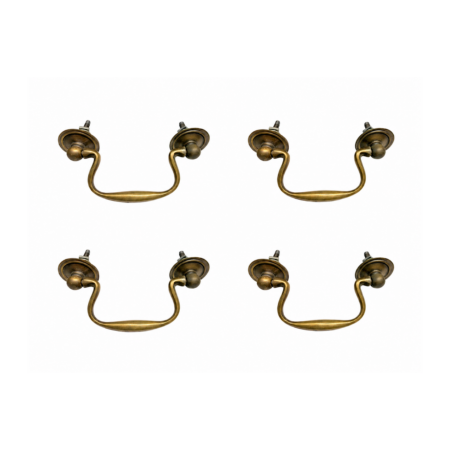 Pair Antique solid Brass Swan Neck Drawer Pull Handles 3" Centers Solid Brass Vintage Style 1685