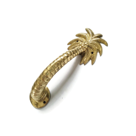 Set of 2 Solid Brass Palm Tree Door Pull Handles 12 Tropical Front Door Grab Handles Heavy Cast Brass