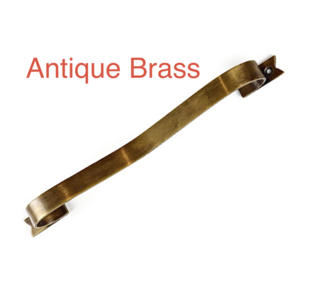 2 Solid Brass D Pull Handles 12" (305mm) – Heavy Ribbon Style Drawer Pulls – Vintage Kitchen Cabinet Hardware