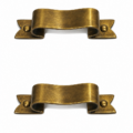 2 Small Solid Brass D Pull Handles 3.5 (90mm) – Heavy Ribbon Style Drawer Pulls – Vintage Kitchen Cabinet Hardware