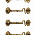 4 SMALL CABIN HOOKS SOLID BRASS 4.5 VINTAGE OLD STYLE DOOR CATCHES FURNITURE HARDWARE