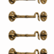 4 SMALL CABIN HOOKS SOLID BRASS 4.5 VINTAGE OLD STYLE DOOR CATCHES FURNITURE HARDWARE