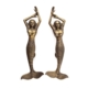 PAIR of 2 large MERMAID solid pure brass door pull handles – old style heavy house handles – 15 1/2" aged finish.
