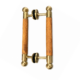 2 FACE FIX 12 Wooden Door Handles Solid Brass Ends Vintage Style Mahogany Pulls