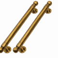 2 MEDIUM 16" SOLID BRASS DOOR PULL HANDLES – 40 CM – VINTAGE D-SHAPE RAIL HANDLES – HIDDEN FIXING