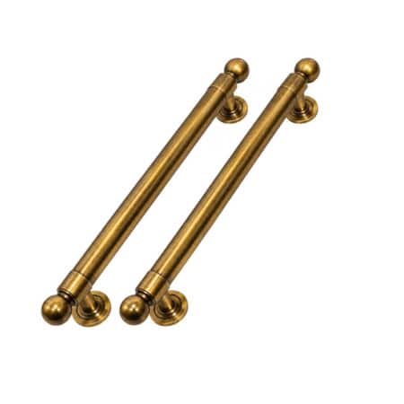 2 MEDIUM 16 SOLID BRASS DOOR PULL HANDLES – 40 CM – VINTAGE D-SHAPE RAIL HANDLES – HIDDEN FIXING