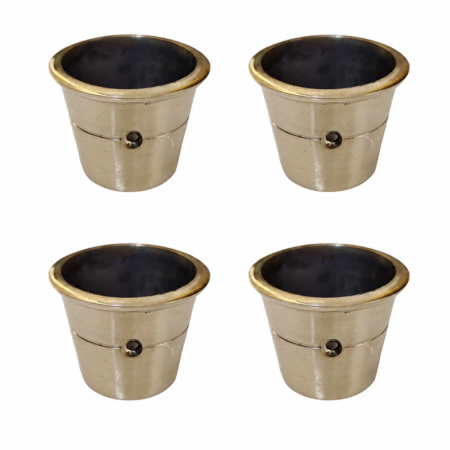 4 x Medium Solid Brass Bucket Cup Castors – 2 5cm Round Sabot Leg Covers