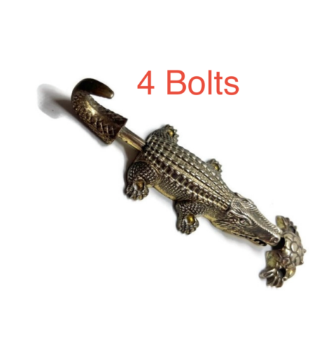 Set of 4 Crocodile Slide Bolts Solid Brass 6.25" Heavy Duty Door Bolts Antique Style Hardware