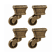 4 Large Solid Brass Cup Castors – 1½ Square Antique Furniture Feet – Vintage Table & Chair Wheels