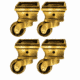 4 Large Solid Brass Cup Castors – 1½ Square Antique Furniture Feet – Vintage Table & Chair Wheels