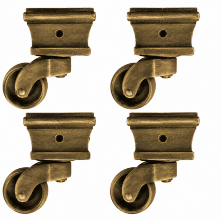 4 Medium Square Cup Castors – 1¼ Solid Brass Antique Table, Bed & Chair Wheels