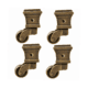 4 Small Solid Brass Cup Castors – ¾" Square Antique Furniture Feet – Vintage Table & Chair Wheels