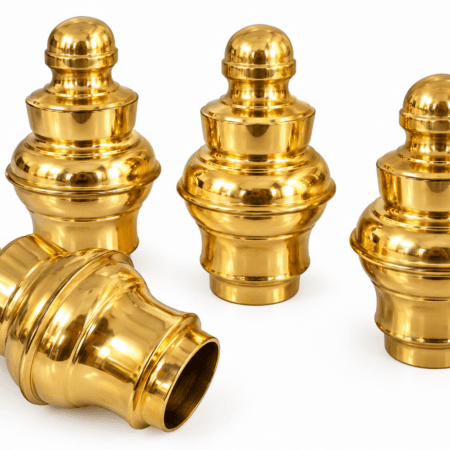 4 x 2 Open End Brass Bed Knob B1 Large Spun Post Cap 6.5 Vintage Antique Style 16 cm