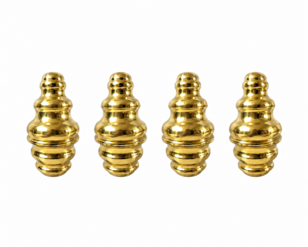 B1 Medium Solid Brass Spun Bed Knobs – 4 Push-On No-Thread, 5 High, 2 Opening